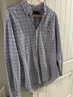 Men’s Ralph Lauren Blue and White Gingham Button-Down Shirt large